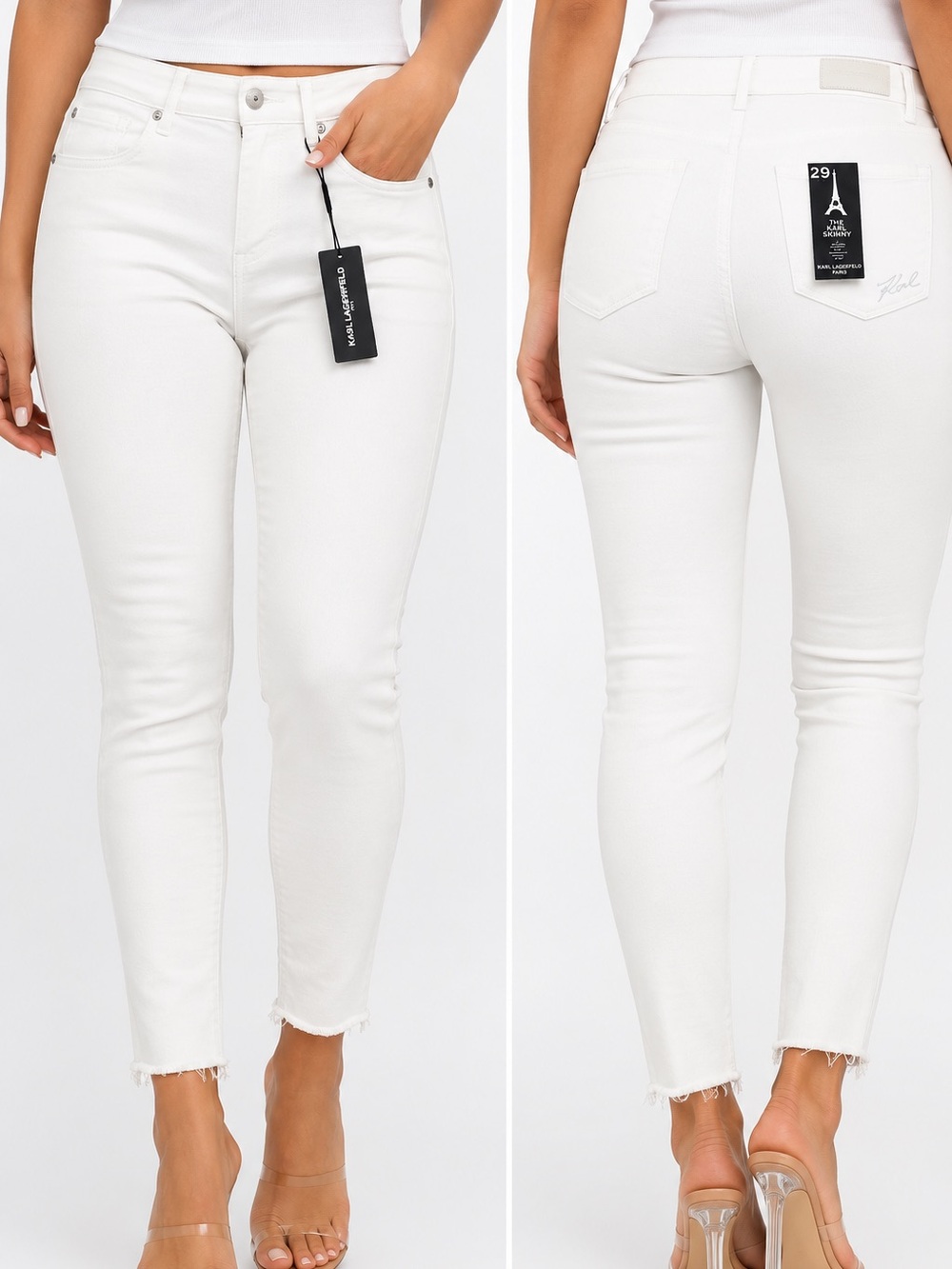 NWT Karl Lagerfeld White Skinny High-Rise Jeans size 6